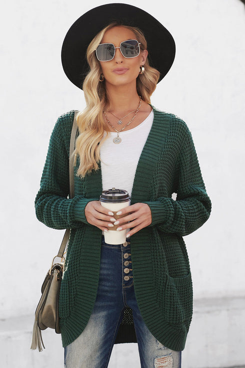 Pocket Knitted Solid Color Cardigan
